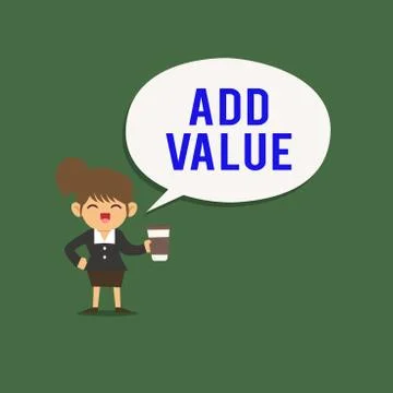 Writing note showing Add Value. Business photo showcasing an improvement or Stock Illustration