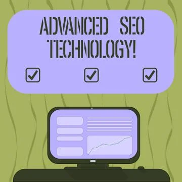 Writing note showing Advanced Seo Technology. Business photo showcasing Strategy 스톡 일러스트