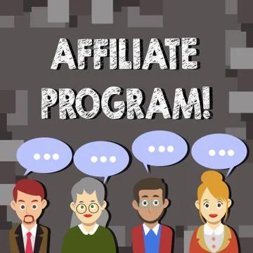 Writing note showing Affiliate Program. Business photo showcasing software link Ilustración de archivo