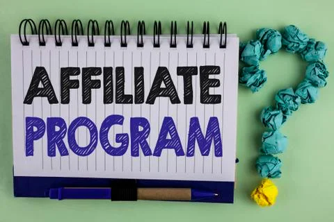 Writing note showing  Affiliate Program. Business photo showcasing software l Stock Photos