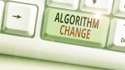 Writing note showing Algorithm Change. Business photo showcasing change in 스톡 사진