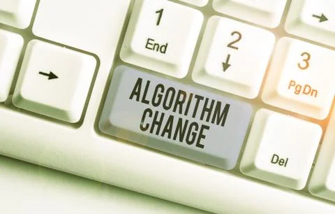 Writing note showing Algorithm Change. Business photo showcasing change in Stock Photos