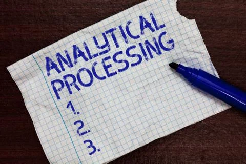 Writing note showing Analytical Processing. Business photo showcasing easily Foto stock