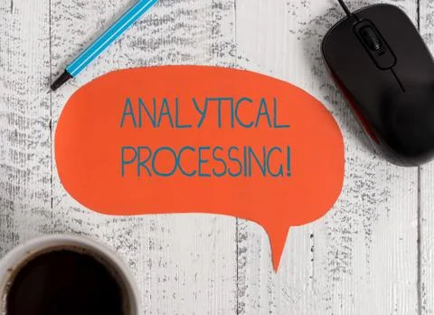 Writing note showing Analytical Processing. Business photo showcasing easily Foto stock