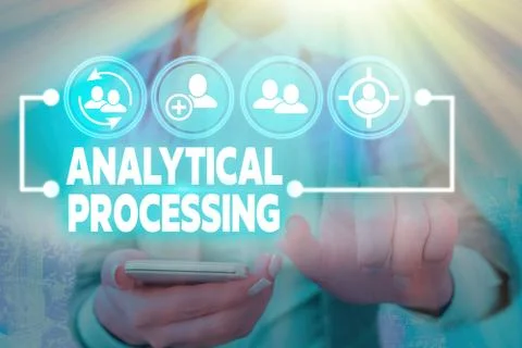 Writing note showing Analytical Processing. Business photo showcasing easily Foto stock