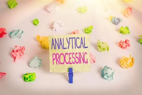 Writing note showing Analytical Processing. Business photo showcasing easily Foto stock
