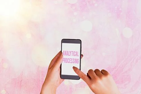 Writing note showing Analytical Processing. Business photo showcasing easily Foto stock