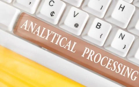 Writing note showing Analytical Processing. Business photo showcasing easily Foto stock