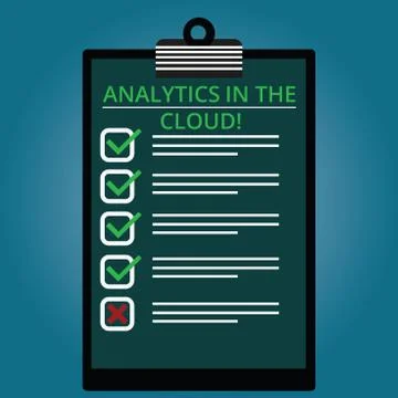 Writing note showing Analytics In The Cloud. Business photo showcasing New Stock Illustration