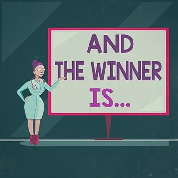Writing note showing And The Winner Is. Business photo showcasing announcing an Stock Illustration