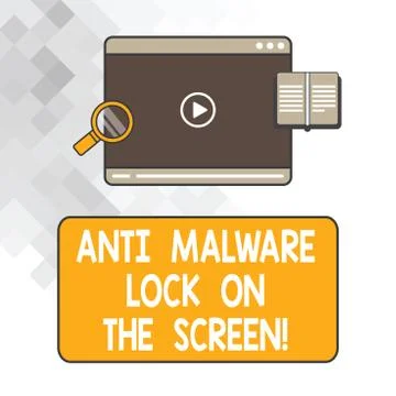 Writing note showing Anti Malware Lock On The Screen. Business photo showcasing 스톡 일러스트
