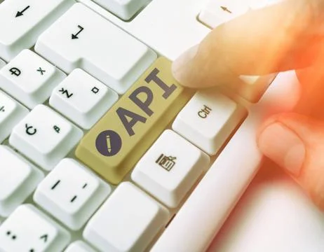 Writing note showing Api. Business photo showcasing set of routines, protocols Stock Photos