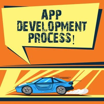 Writing note showing App Development Process. Business photo showcasing Stock Illustration