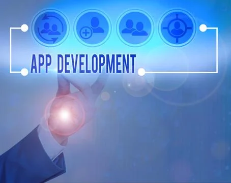 Writing note showing App Development. Business photo showcasing the act or Stockfoto's