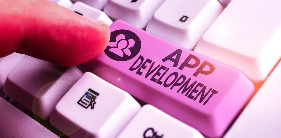 Writing note showing App Development. Business photo showcasing the act or Stockfoto's