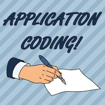 Writing note showing Application Coding. Business photo showcasing process by Stock Illustration