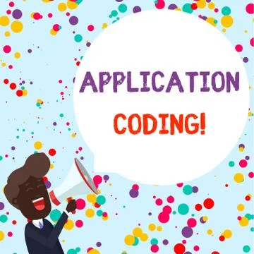 Writing note showing Application Coding. Business photo showcasing process by Stock Illustration