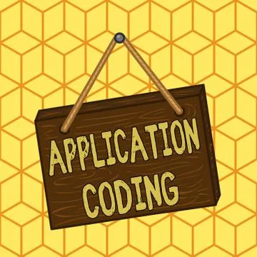 Writing note showing Application Coding. Business photo showcasing process by Stock Illustration