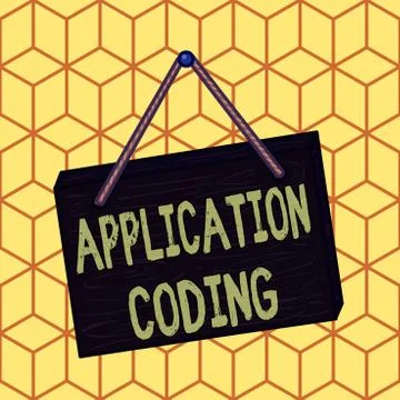 Writing note showing Application Coding. Business photo showcasing process by Stock Illustration