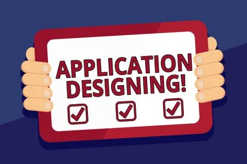 Writing note showing Application Designing. Business photo showcasing develops Stock Illustration
