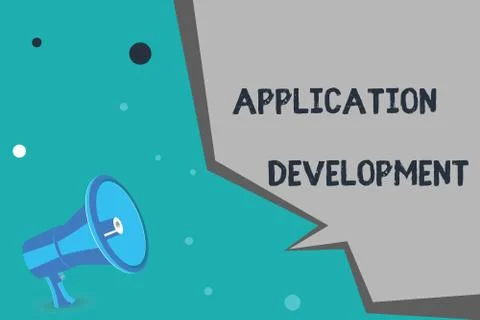 Writing note showing Application Development. Business photo showcasing creation Illustrazione stock