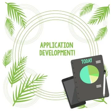 Writing note showing Application Development. Business photo showcasing creation Illustrazione stock