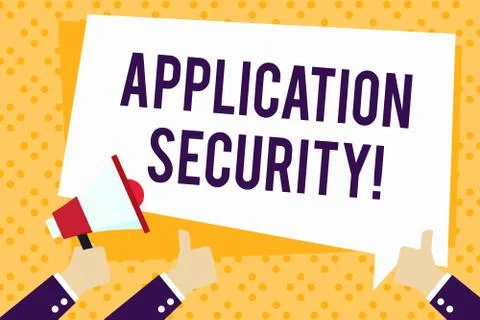 Writing note showing Application Security. Business photo showcasing methods to イラスト素材