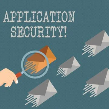Writing note showing Application Security. Business photo showcasing methods to Illustrazione stock