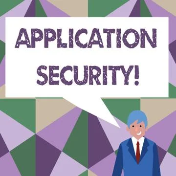 Writing note showing Application Security. Business photo showcasing methods to Stock Illustration
