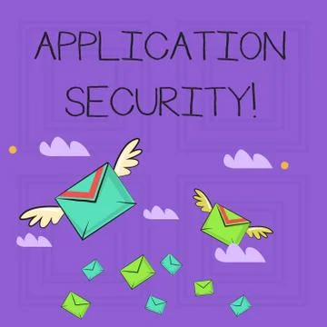 Writing note showing Application Security. Business photo showcasing methods to Stock Illustration