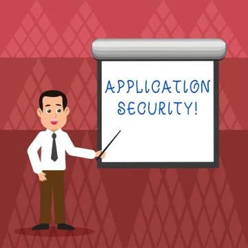 Writing note showing Application Security. Business photo showcasing methods to Illustrazione stock