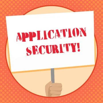 Writing note showing Application Security. Business photo showcasing methods to Illustrazione stock