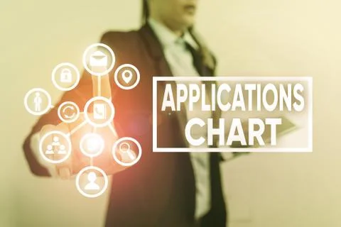 Writing note showing Applications Chart. Business photo showcasing graph used to Stock Photos