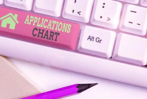 Writing note showing Applications Chart. Business photo showcasing graph used to Stock Photos