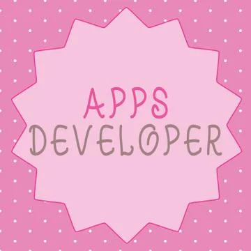 Writing note showing Apps Developer. Business photo showcasing Graphic artist Stock Illustration