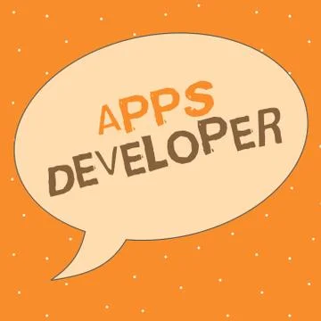 Writing note showing Apps Developer. Business photo showcasing Graphic artist Stockillustratie