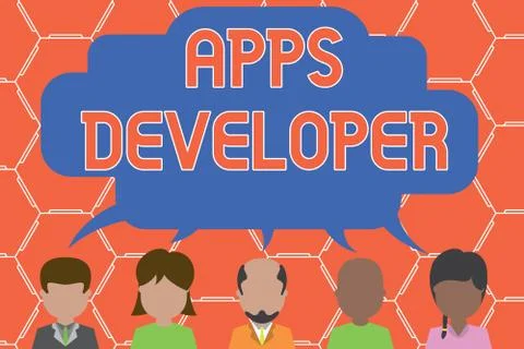 Writing note showing Apps Developer. Business photo showcasing Graphic artist イラスト素材