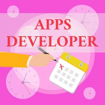 Writing note showing Apps Developer. Business photo showcasing Graphic artist Illustrazione stock