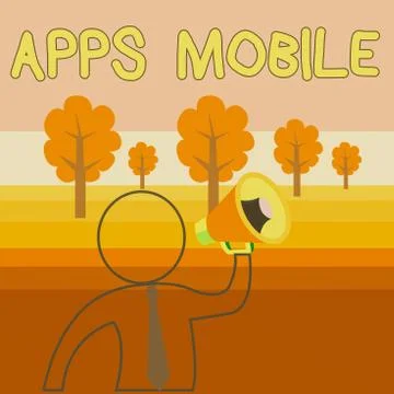 Writing note showing Apps Mobile. Business photo showcasing computer program Stock Illustration