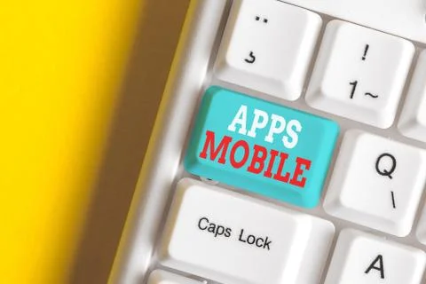 Writing note showing Apps Mobile. Business photo showcasing computer program Foto stock