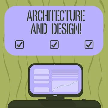 Writing note showing Architecture And Design. Business photo showcasing set of Illustrazione stock