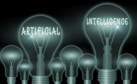 Writing note showing Artificial Intelligence. Business photo showcasing Illustrazione stock