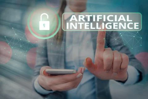 Writing note showing Artificial Intelligence. Business photo showcasing Machine Foto stock