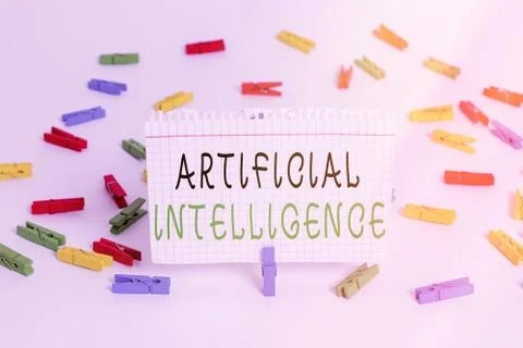 Writing note showing Artificial Intelligence. Business photo showcasing Foto stock