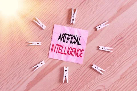 Writing note showing Artificial Intelligence. Business photo showcasing Stock Photos