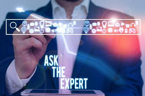 Writing note showing Ask The Expert. Business photo showcasing Looking for 스톡 사진