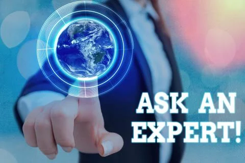 Writing note showing Ask An Expert. Business photo showcasing consult someone Stock Photos