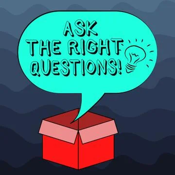 Writing note showing Ask The Right Questions. Business photo showcasing Asking Stock Illustration