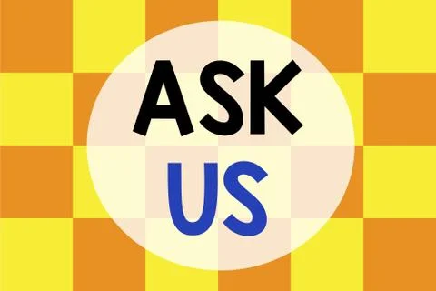 Writing note showing Ask Us. Business photo showcasing accepting questions or Stockillustratie