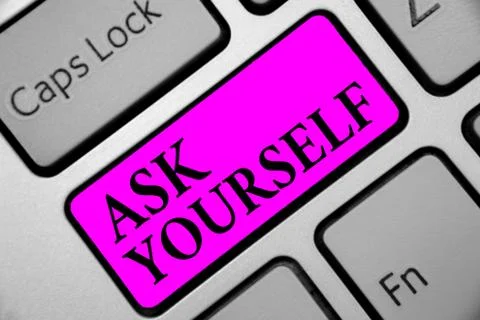 Writing note showing Ask Yourself. Business photo showcasing Thinking the future Foto stock